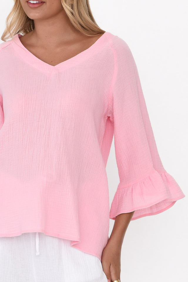 Anissa Pink Cotton Frill Top image 6
