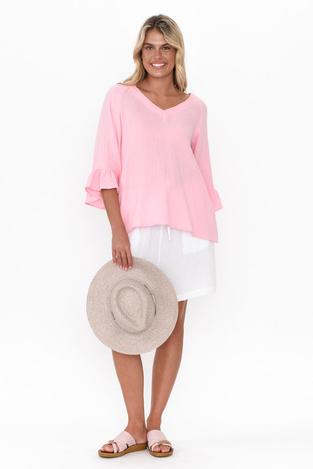 Anissa Pink Cotton Frill Top banner image
