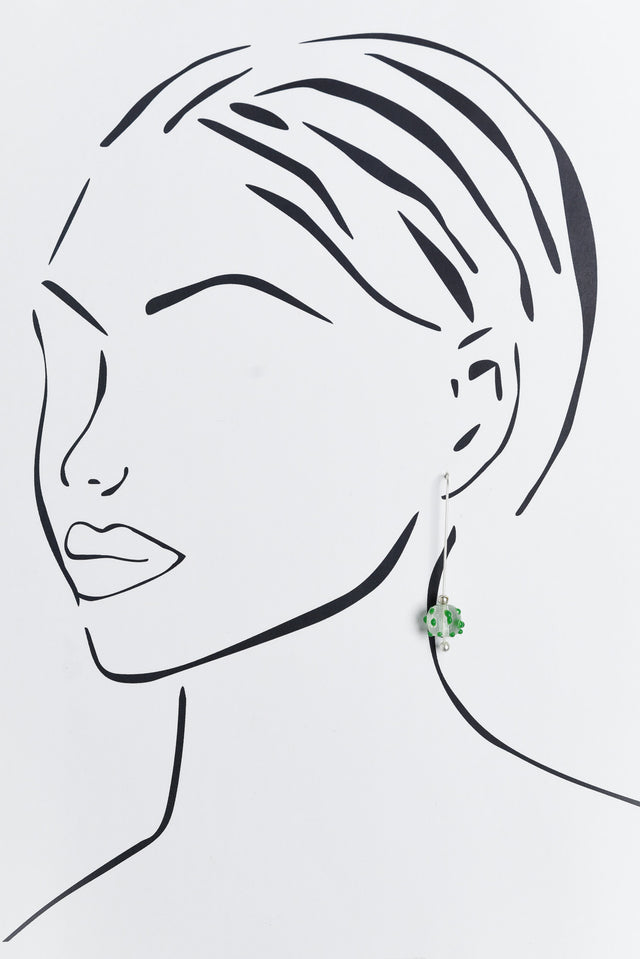 Anka Green Dot Glass Hook Earrings