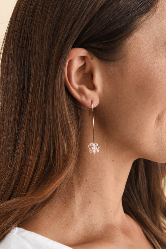 Anka Pink Dot Glass Hook Earrings