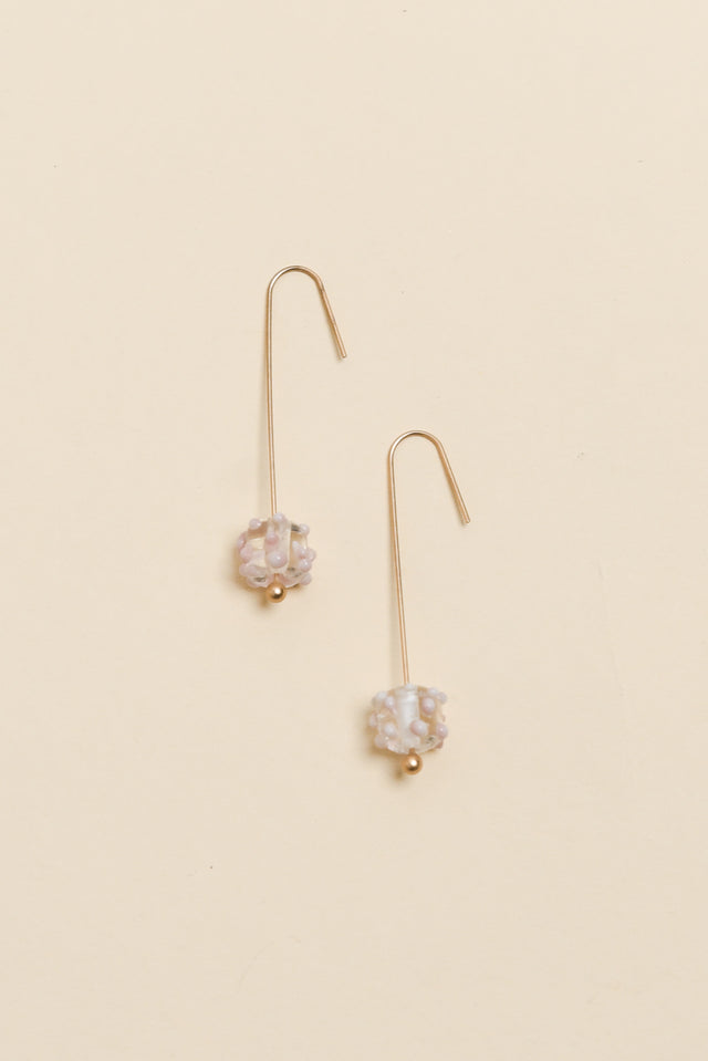 Anka Pink Dot Glass Hook Earrings