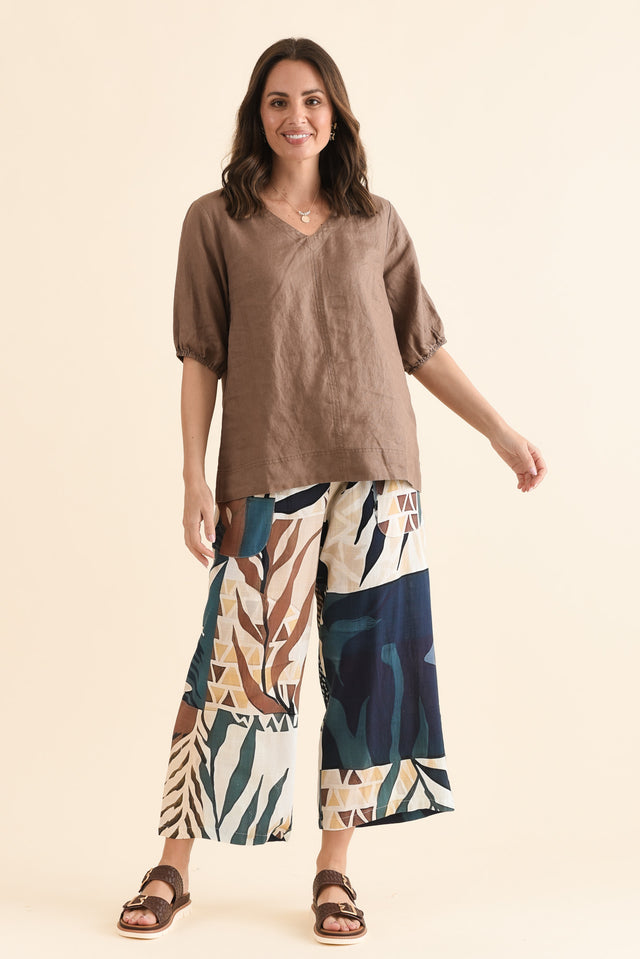 Minnelli Navy Leaf Linen Cotton Pants banner image