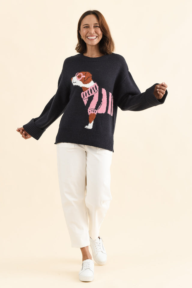 Annie Navy Terrier Sweatshirt,Full Body,Brunette model,alt text|model:Cara image 6