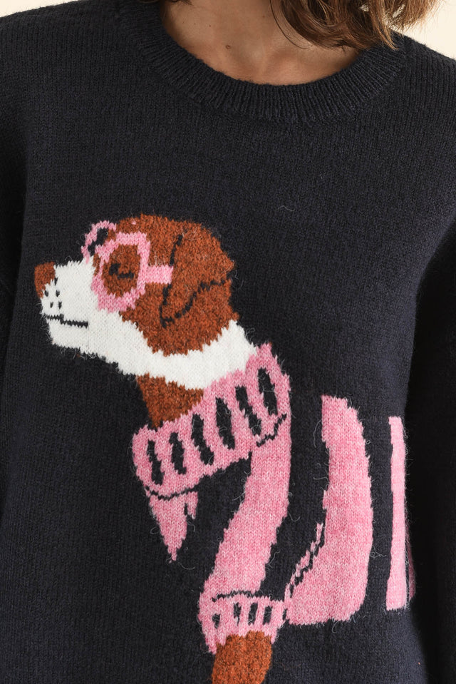 Annie Navy Terrier Sweatshirt,Detail,Brunette model,alt text|model:Cara image 5