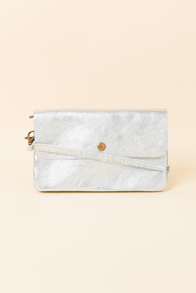 Antonia Silver Metallic Crossbody Bag