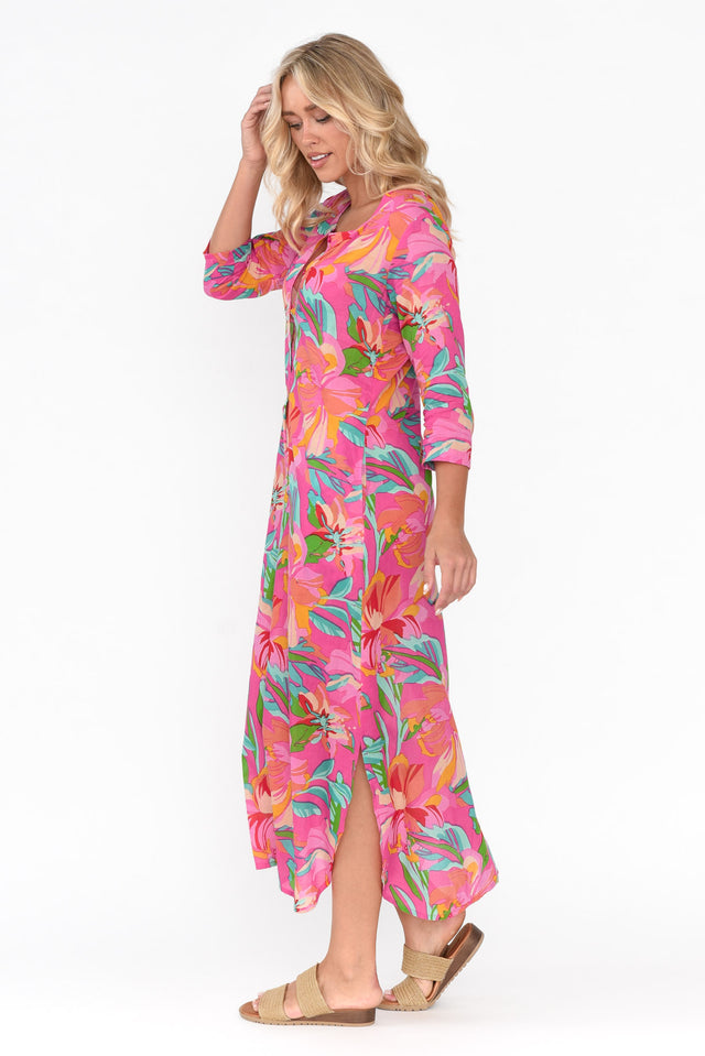 Apia Pink Hawaiian Cotton Maxi Dress image 5