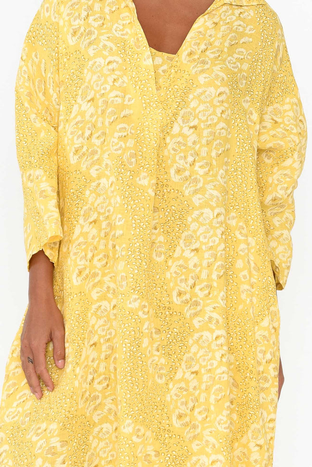 Aralina Yellow Abstract Collared Dress image 3