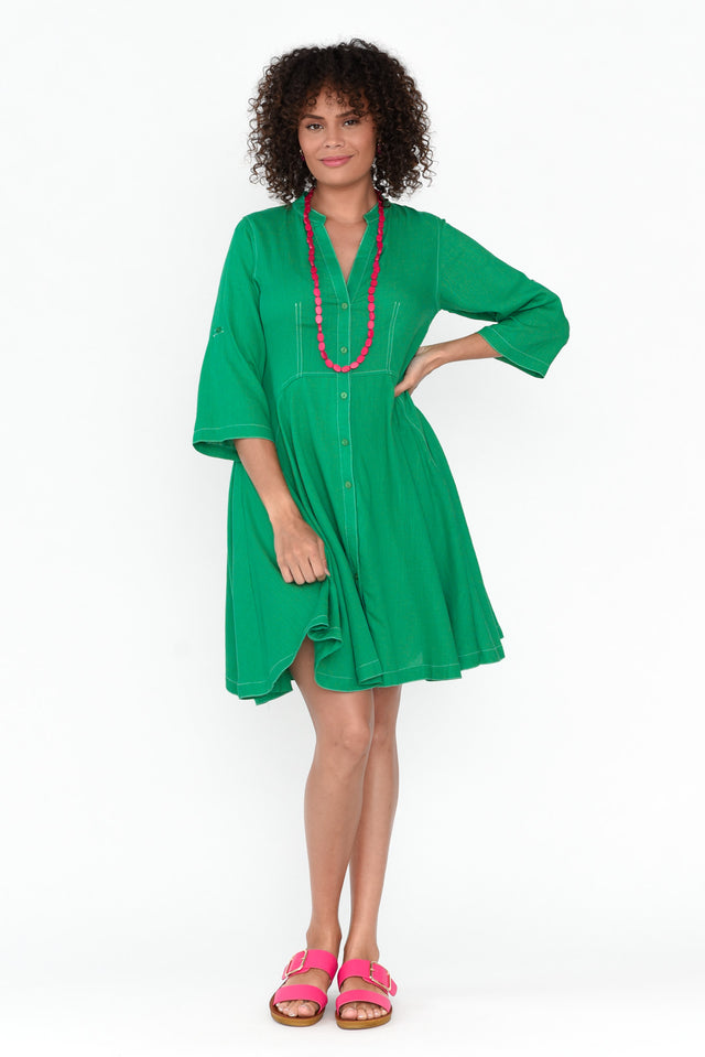 Argon Green Contrast Stitch Dress banner image