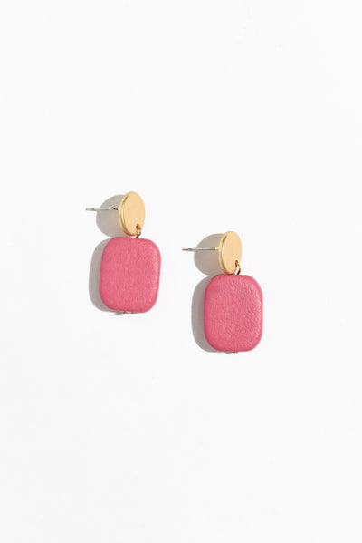 Ariel Hot Pink Rectangle Drop Earrings