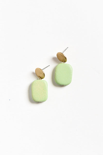 Ariel Sage Green Rectangle Drop Earrings