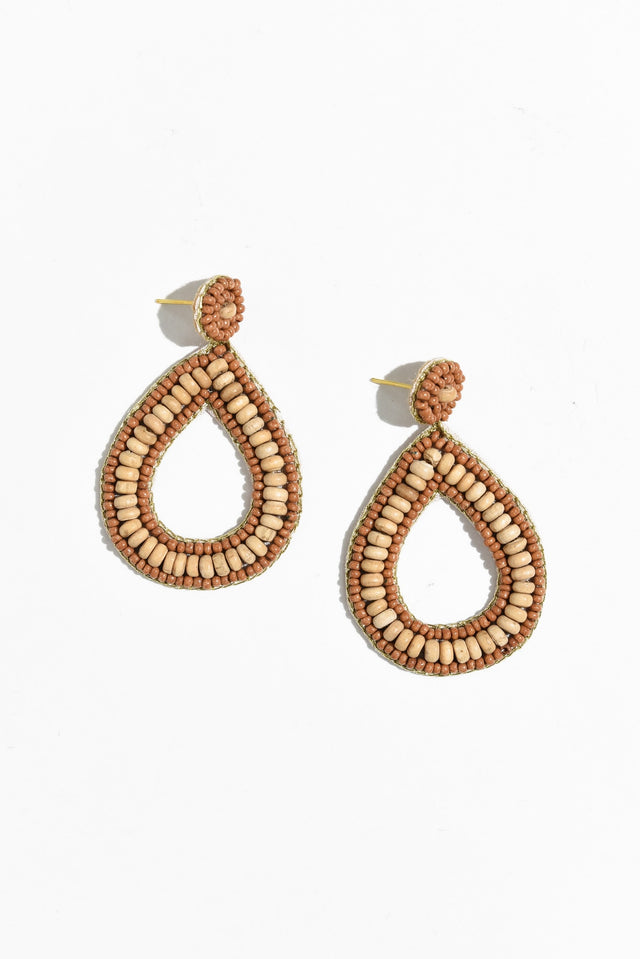 Arletta Brown Beaded Drop Earrings