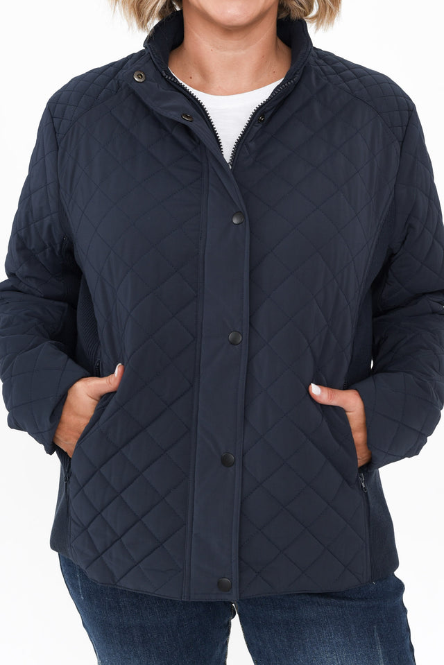 Asena Navy Quilted Puffer Jacket image 7