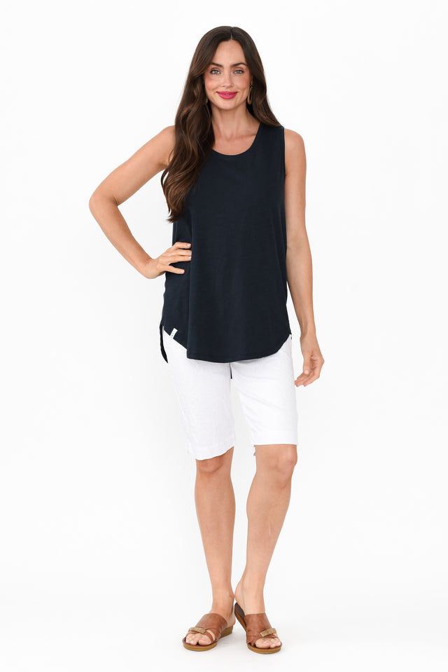 Navy Cotton Scoop Tank banner image