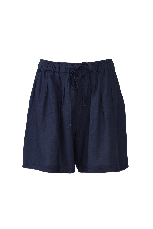 Ashlyn Navy Linen Blend Shorts - Blue Bungalow