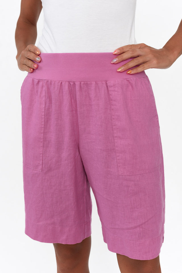 Aster Pink Linen Shorts thumbnail 6