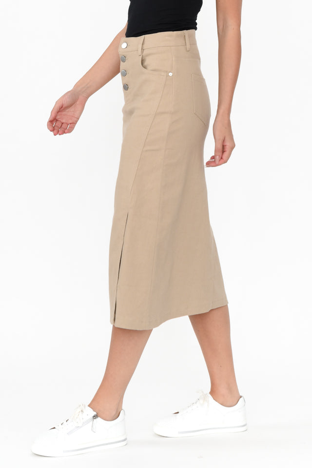 Astille Mocha Cotton Blend Skirt image 3