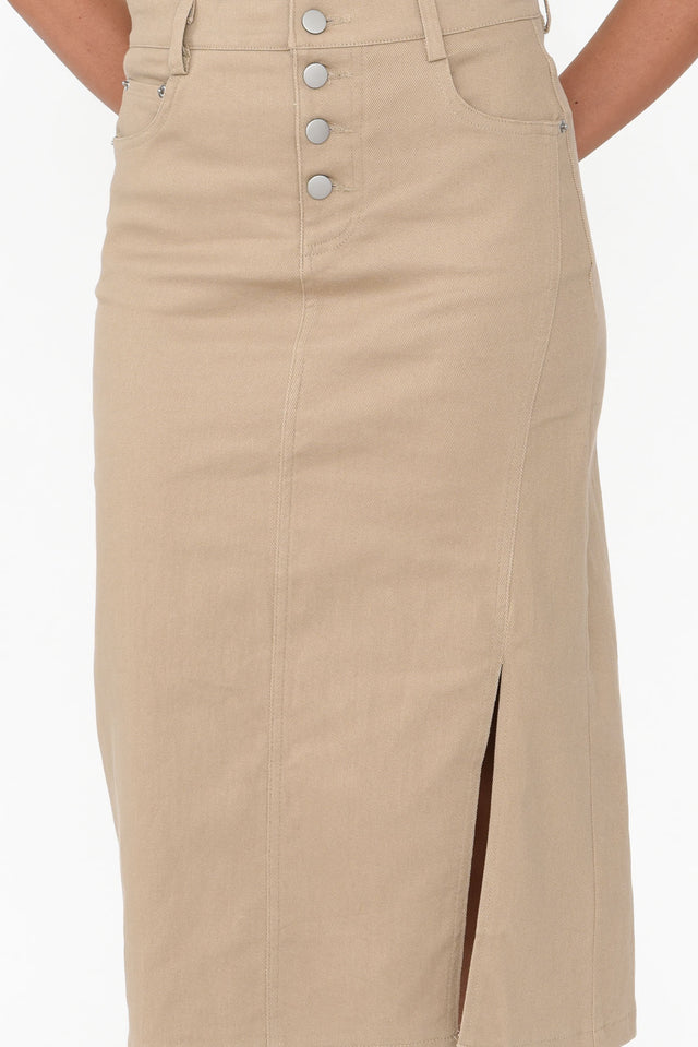 Astille Mocha Cotton Blend Skirt image 5