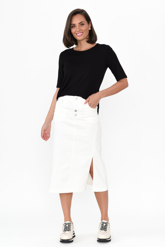 Astille White Cotton Blend Skirt image 6