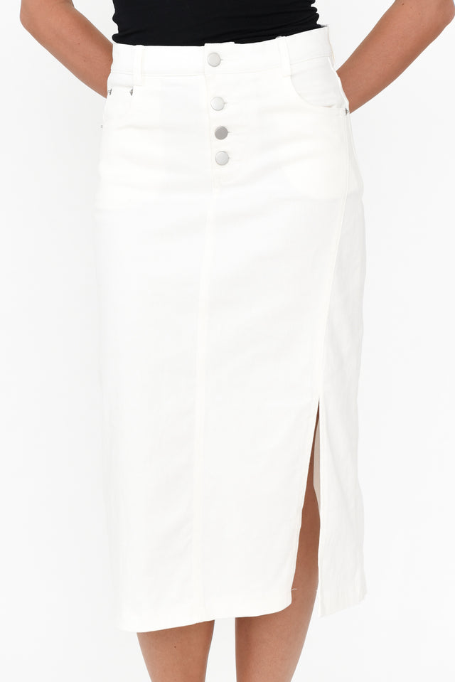 Astille White Cotton Blend Skirt image 5