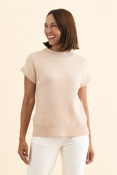 Astor Cream Yak Wool Knit Top,Brunette model,alt text|model:Cara