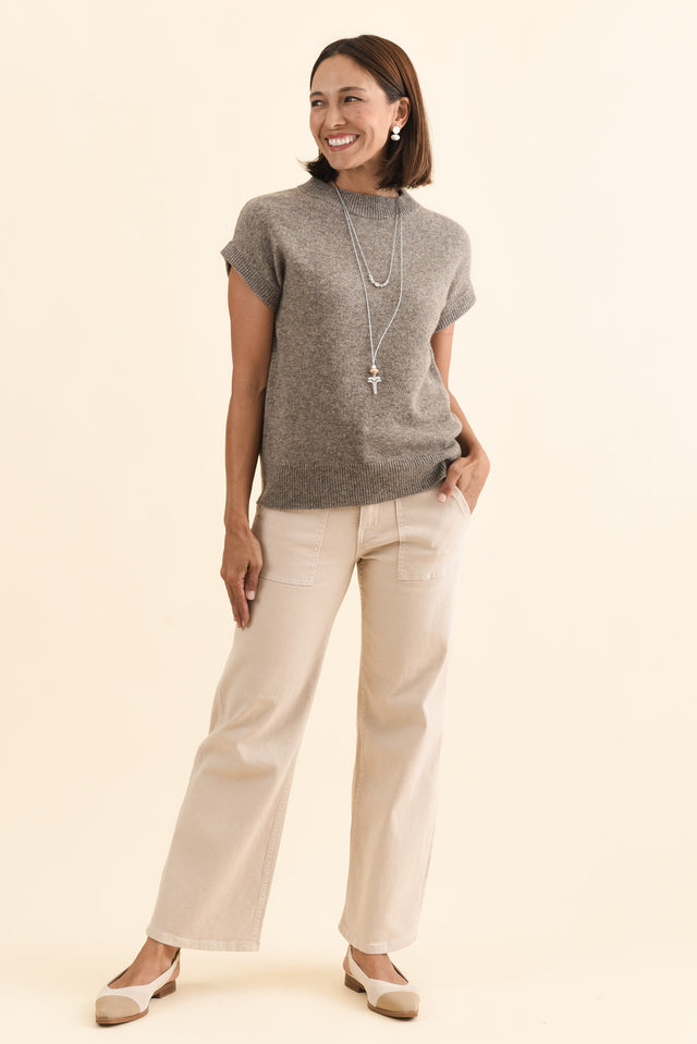 Astor Grey Yak Wool Knit Top,Brunette model,alt text|model:Cara image 8