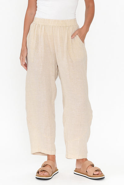 Ataya Beige Linen Pants - Blue Bungalow AU