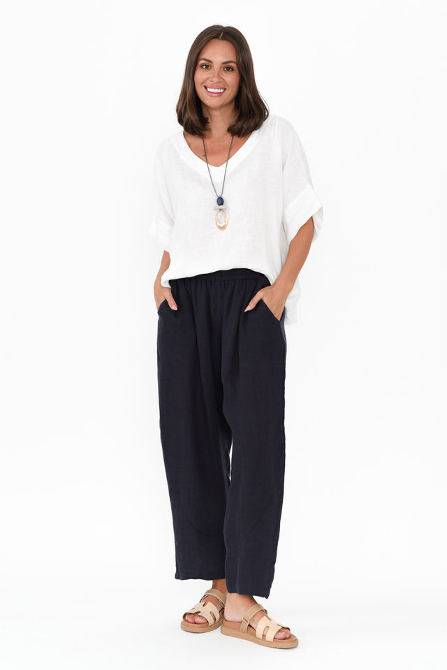 Ataya Navy Linen Pants