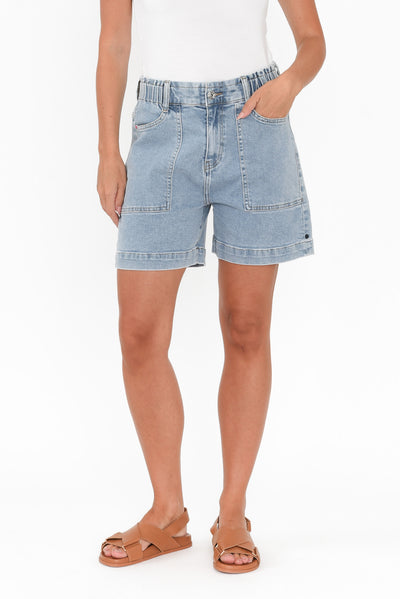 Atlas Light Blue Denim Stretch Shorts