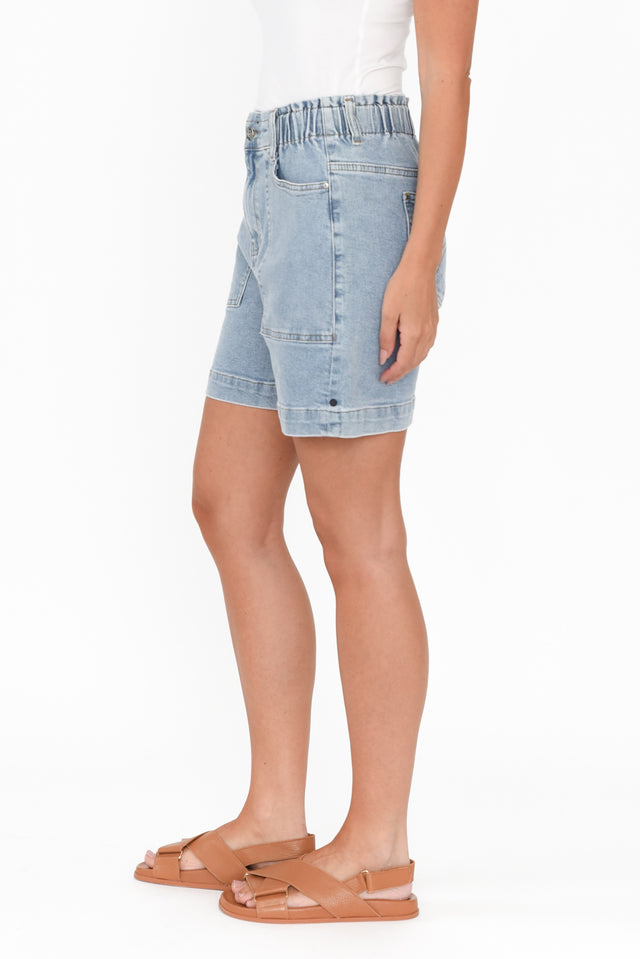 Atlas Light Blue Denim Stretch Shorts image 3