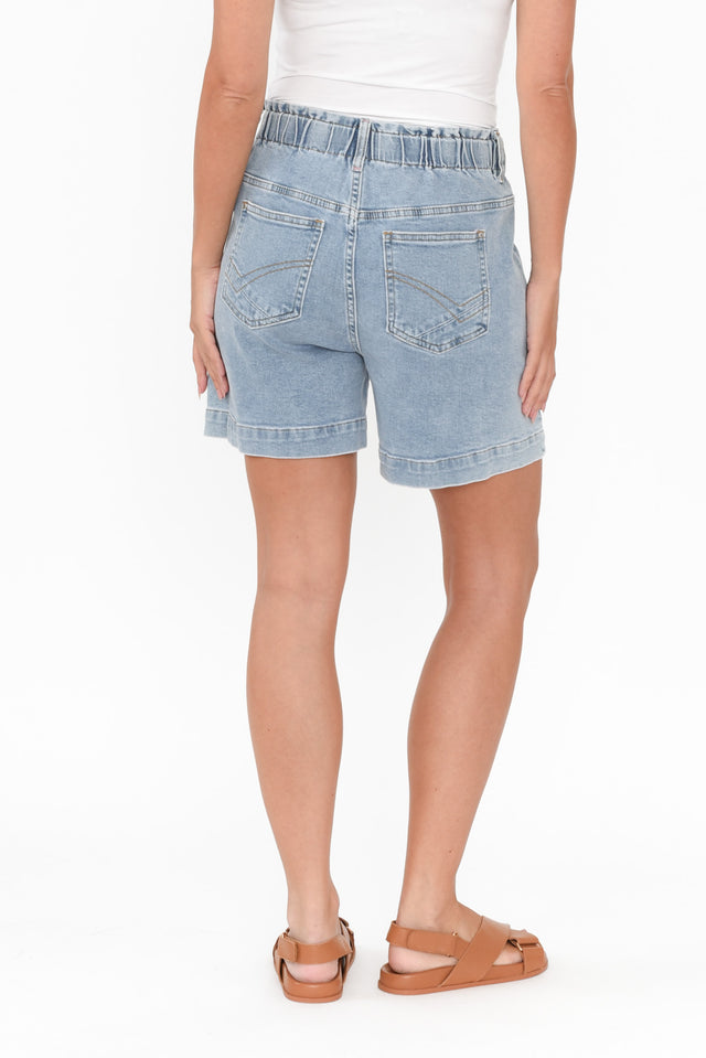 Atlas Light Blue Denim Stretch Shorts image 4