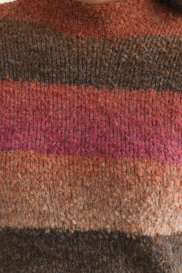 Augie Orange Stripe Knit Jumper,Brunette model,alt text|model:Brontie image 7