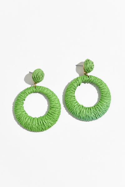 Aveta Green Rattan Disc Earrings