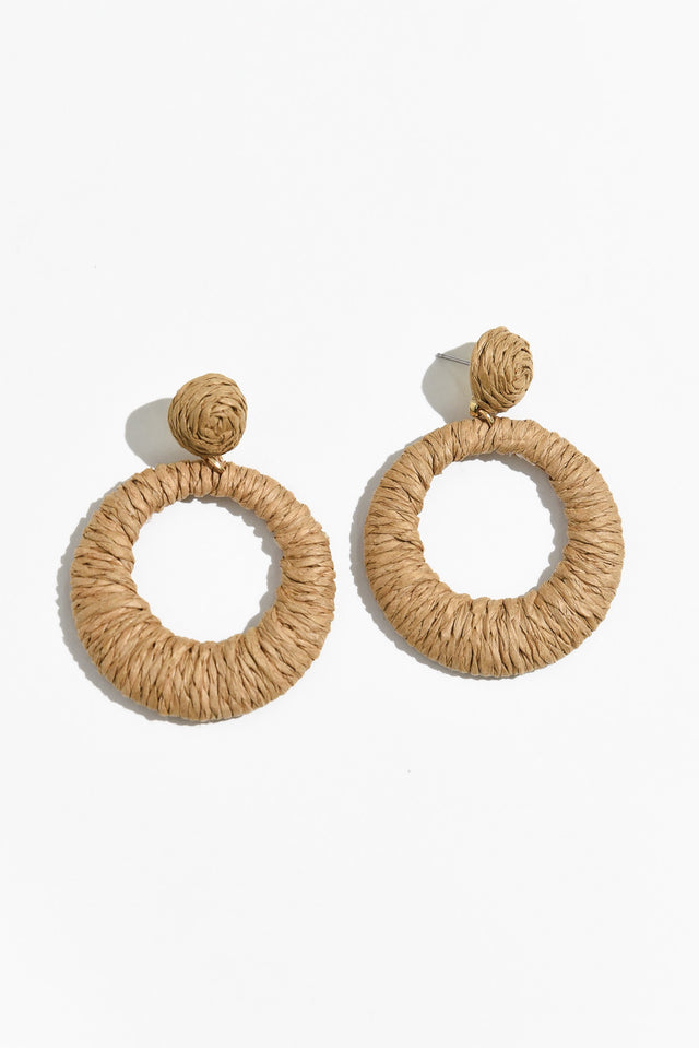 Aveta Natural Rattan Disc Earrings image 1