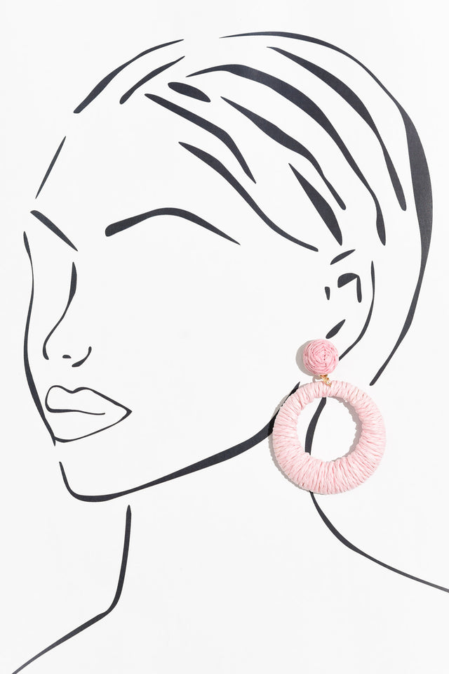 Aveta Pink Rattan Disc Earrings