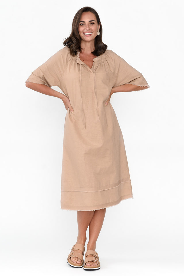 Ayesha Beige Linen Cotton Dress image 7