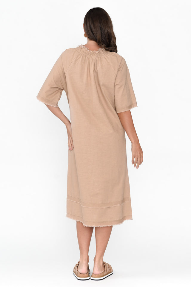 Ayesha Beige Linen Cotton Dress image 5
