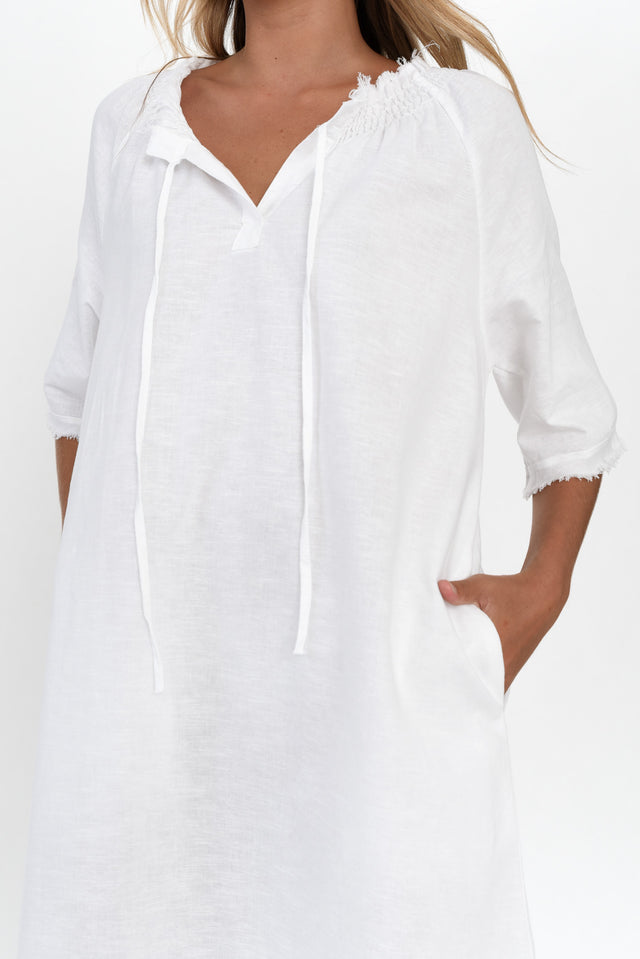 Ayesha White Linen Cotton Dress image 7