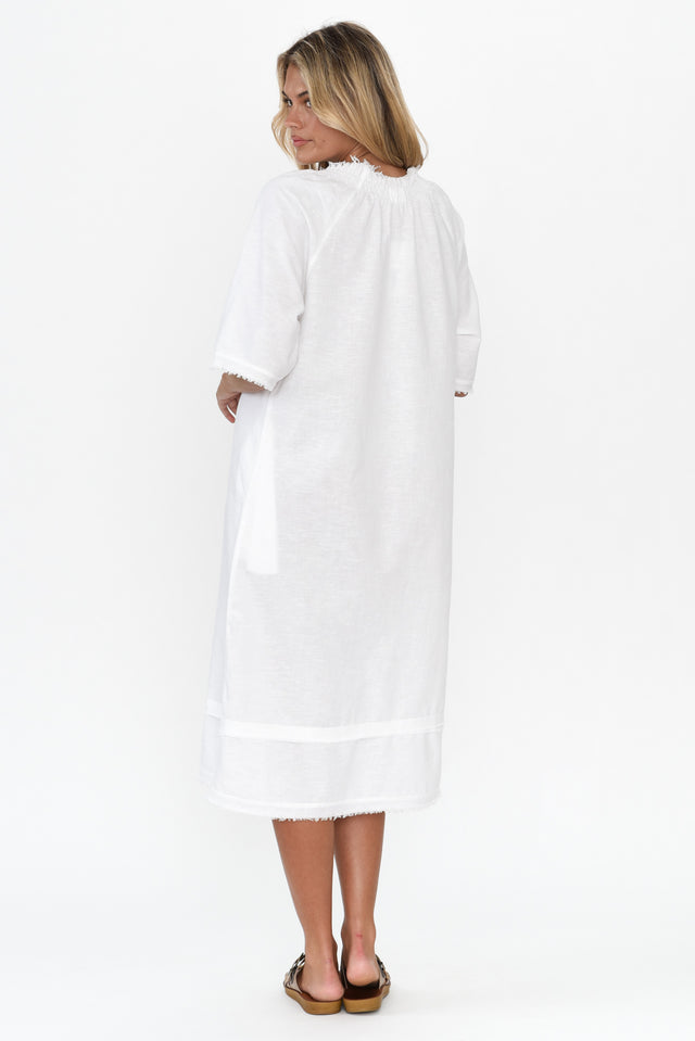 Ayesha White Linen Cotton Dress image 6
