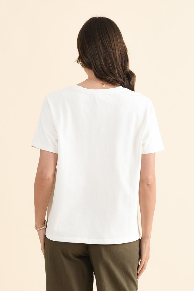 Base White Cotton Tee,Back,Brunette model,alt text|model:MJ image 4