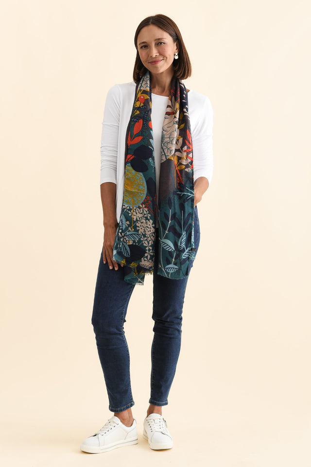 Bauer Blue Floral Scarf image 2