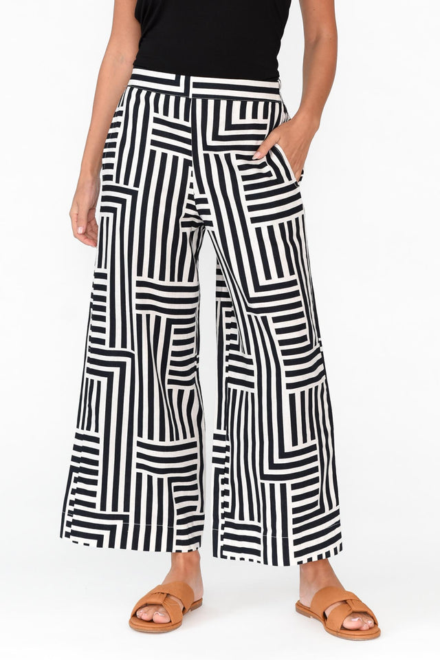 Bauhaus Navy Stripe Linen Blend Pants image 1