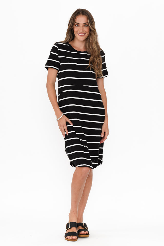 Bay Black Stripe Cotton Tee Dress