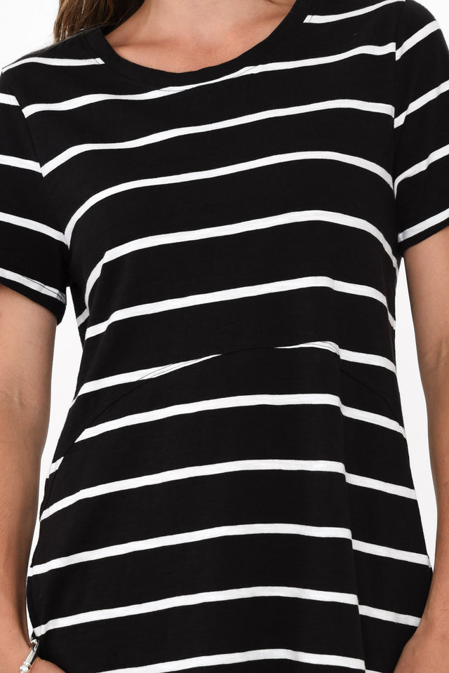 Bay Black Stripe Cotton Tee Dress