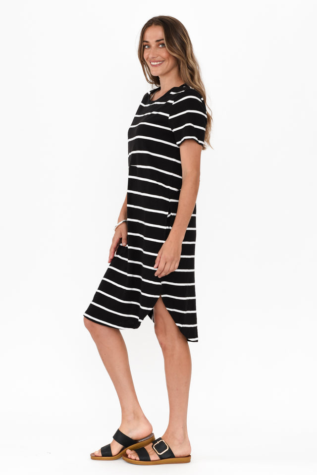 Bay Black Stripe Cotton Tee Dress