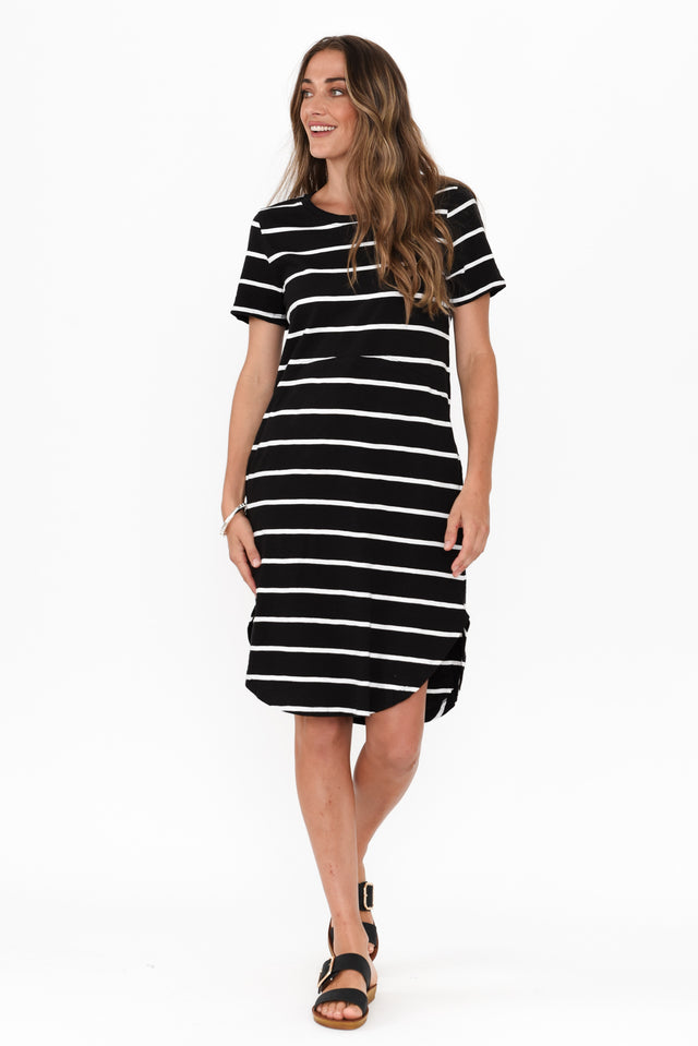 Bay Black Stripe Cotton Tee Dress