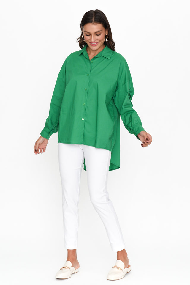 Bayliss Green Cotton Ruched Shirt