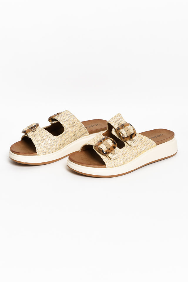 Beacon Beige Raffia Platform Slide