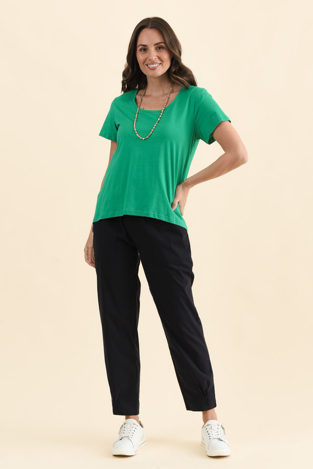 Beau Green Cotton Tee,Full Body,Brunette model,alt text|model:MJ image 7