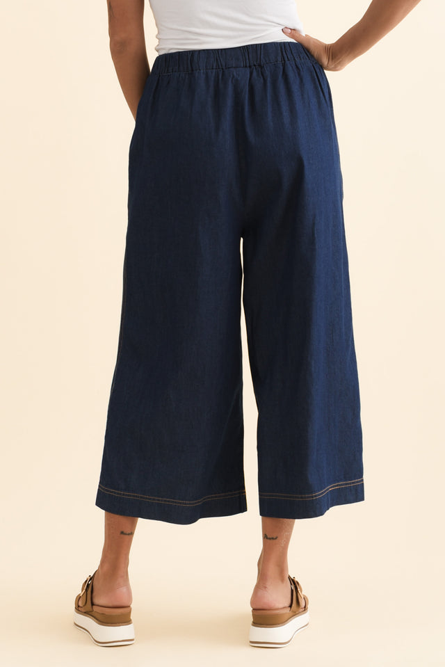 Becca Dark Blue Wide Leg Pants,Brunette model,alt text|model:Brontie image 5