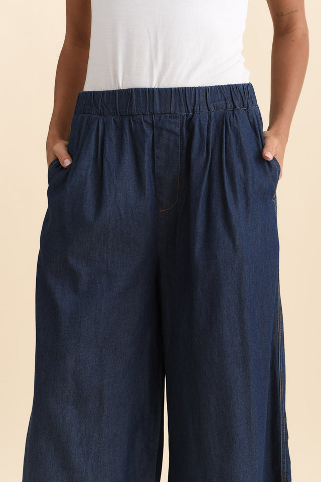 Becca Dark Blue Wide Leg Pants,Brunette model,alt text|model:Brontie image 6